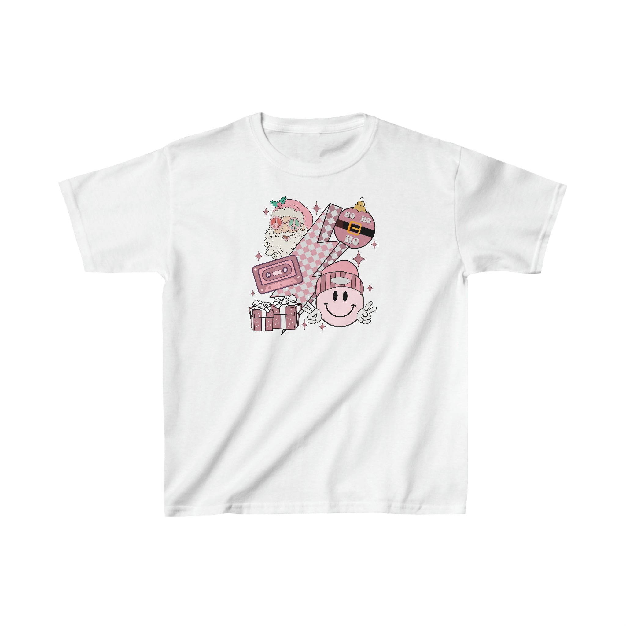 Pink Retro Christmas Kids Tee