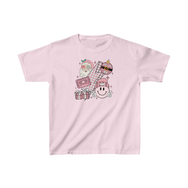 Pink Retro Christmas Kids Tee