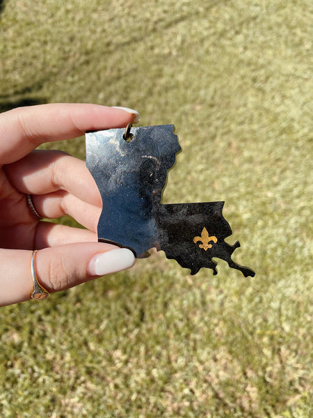 Louisiana Black and Gold Keychain