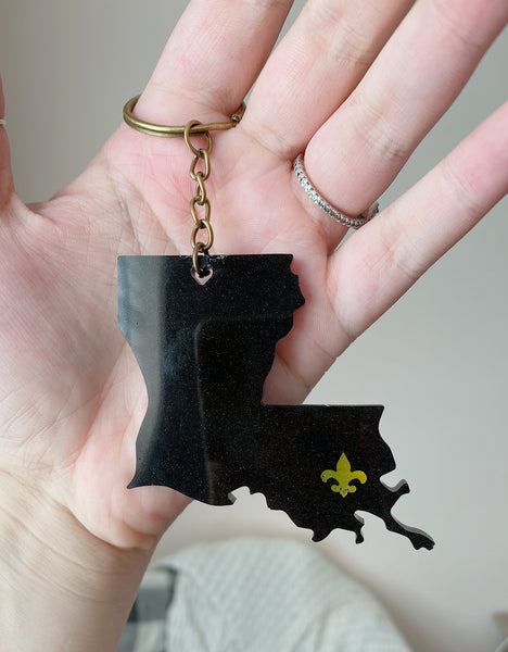 Louisiana Black and Gold Keychain