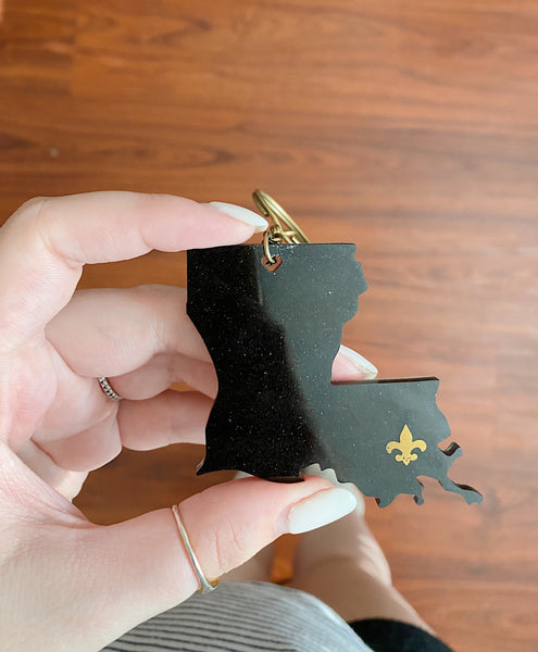 Louisiana Black and Gold Keychain