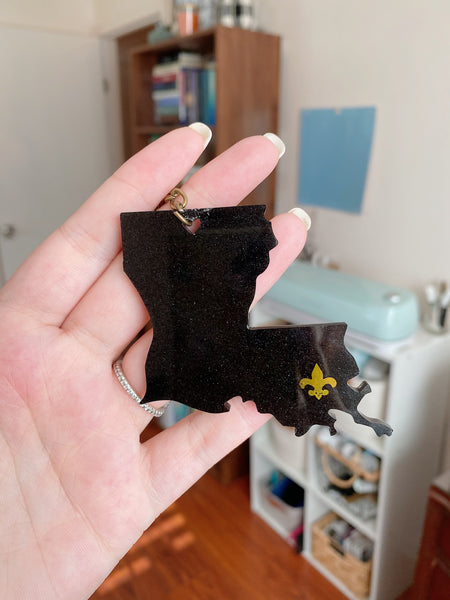 Louisiana Black and Gold Keychain