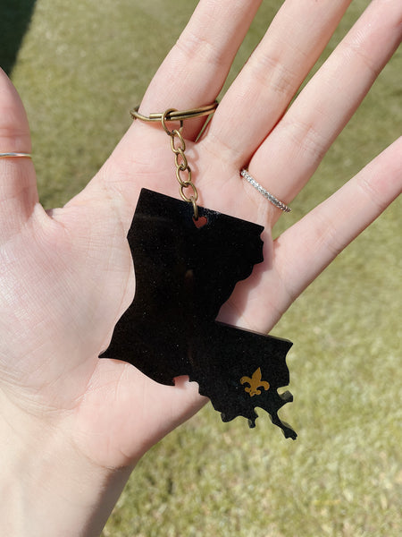 Louisiana Black and Gold Keychain