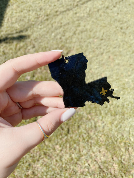 Louisiana Black and Gold Keychain