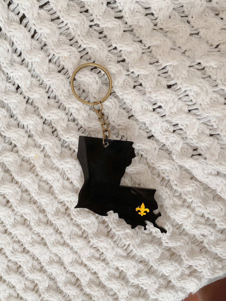 Louisiana Black and Gold Keychain