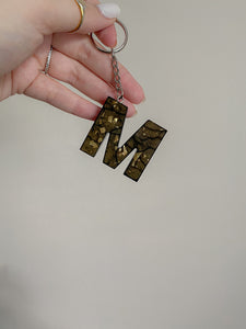 Black & Gold Letter Keychains