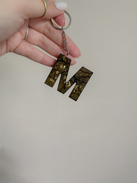 Black & Gold Letter Keychains