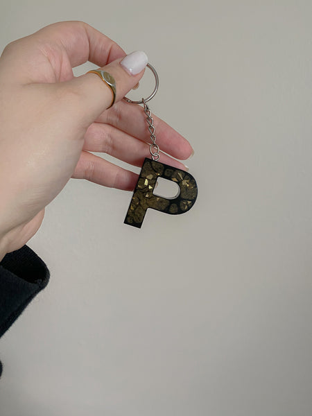 Black & Gold Letter Keychains