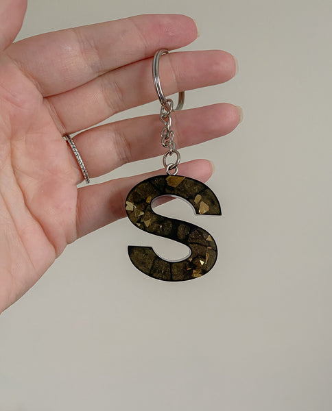 Black & Gold Letter Keychains