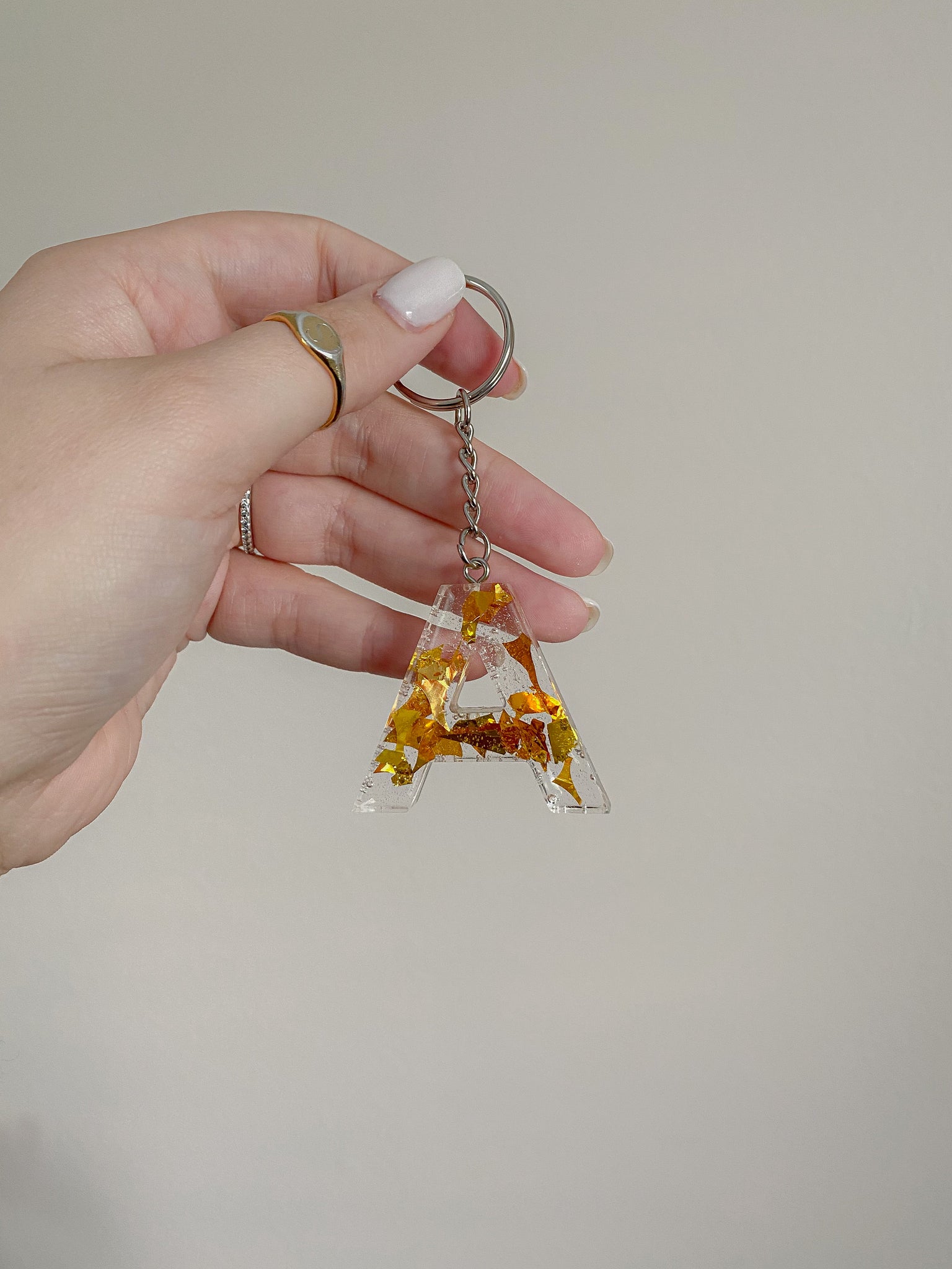 Gold & Clear Letter Keychains