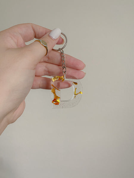 Gold & Clear Letter Keychains