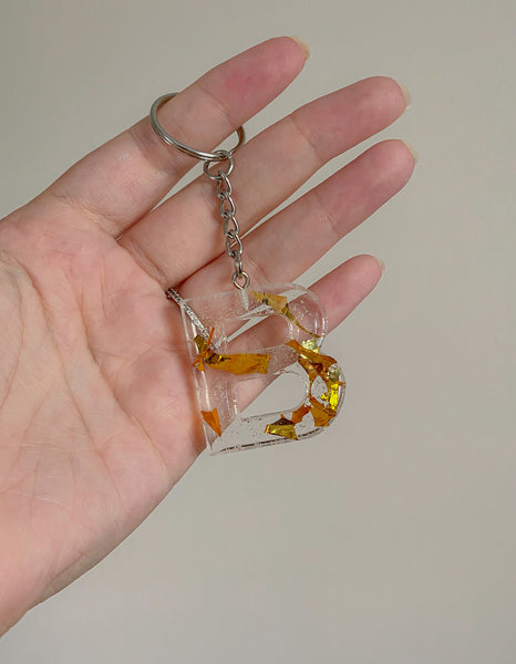 Gold & Clear Letter Keychains