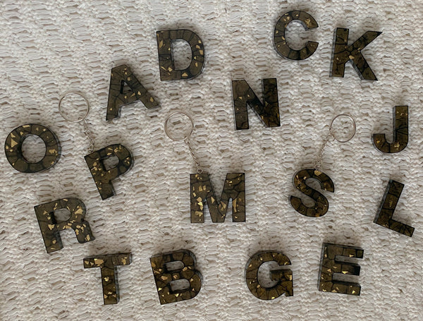 Black & Gold Letter Keychains