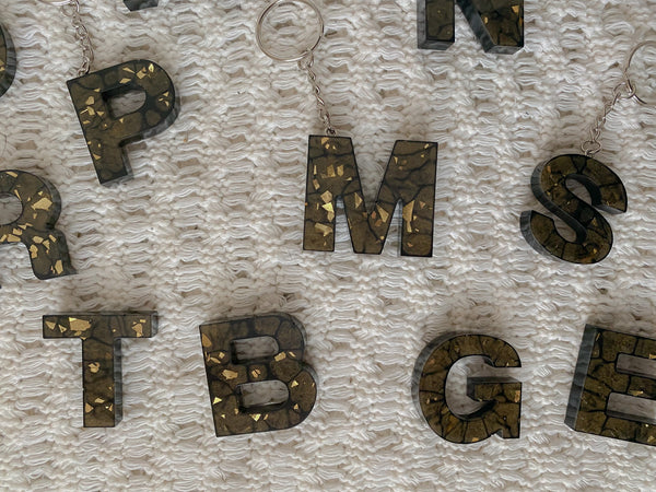 Black & Gold Letter Keychains