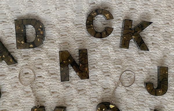 Black & Gold Letter Keychains