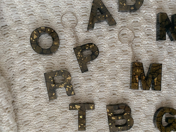 Black & Gold Letter Keychains