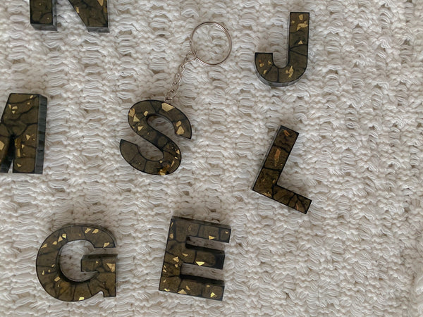Black & Gold Letter Keychains