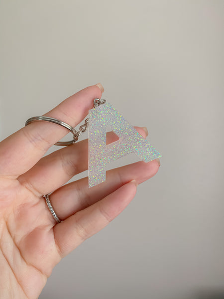Clear Glitter Letter Keychains