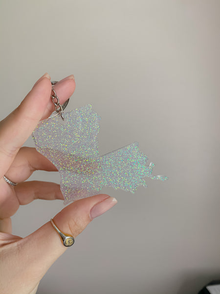 Clear Glitter Louisiana Keychain