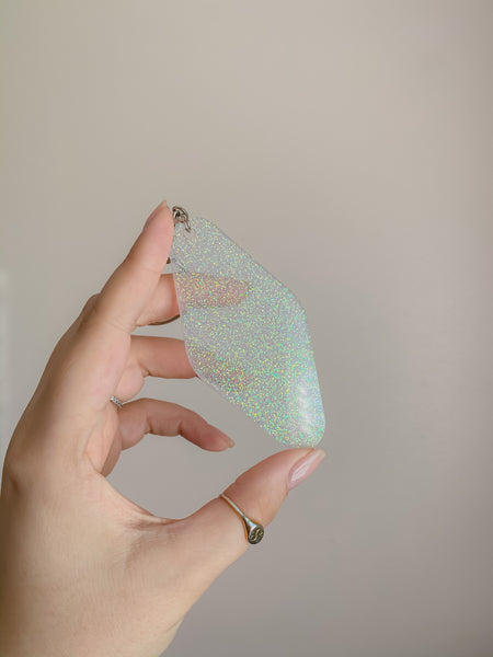 Clear Glitter Motel Keychain