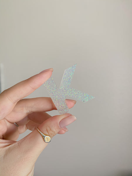 Clear Glitter Letter Keychains