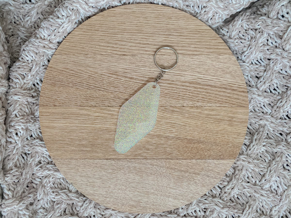 Clear Glitter Motel Keychain