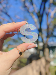 Clear Glitter Letter Keychains