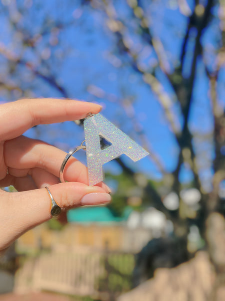 Clear Glitter Letter Keychains
