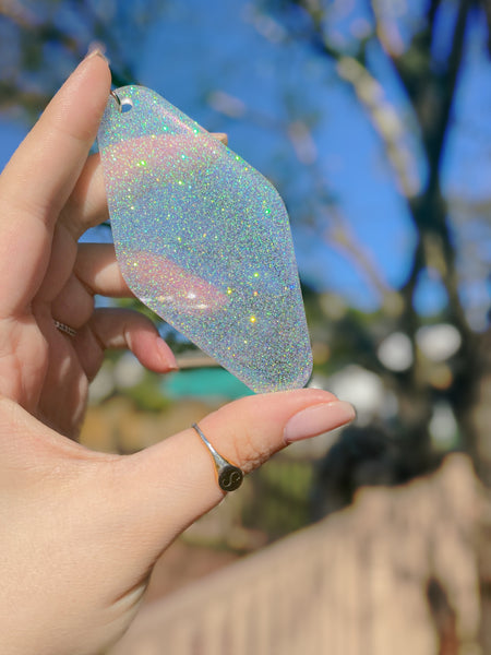 Clear Glitter Motel Keychain
