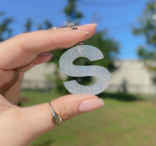 Clear Glitter Letter Keychains