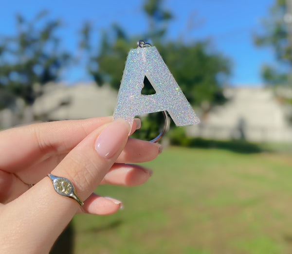 Clear Glitter Letter Keychains