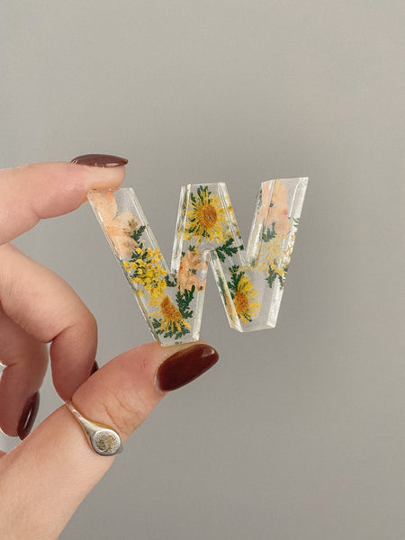 Yellow Flower Letter Keychains