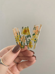 Yellow Flower Letter Keychains